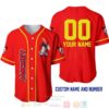 Personalized Mickey Mouse Playing Baseball All Over Print Red Baseball Jersey