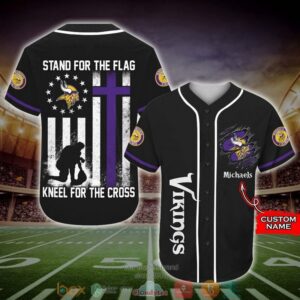 Personalized Minnesota Vikings Nfl Stand For The Flag Baseball Jersey Shirt