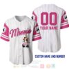 Personalized Minnie Mouse All Over Print Pinstripe White Baseball Jersey