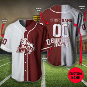 Personalized Mississippi State Bulldogs Custom Baseball Jersey