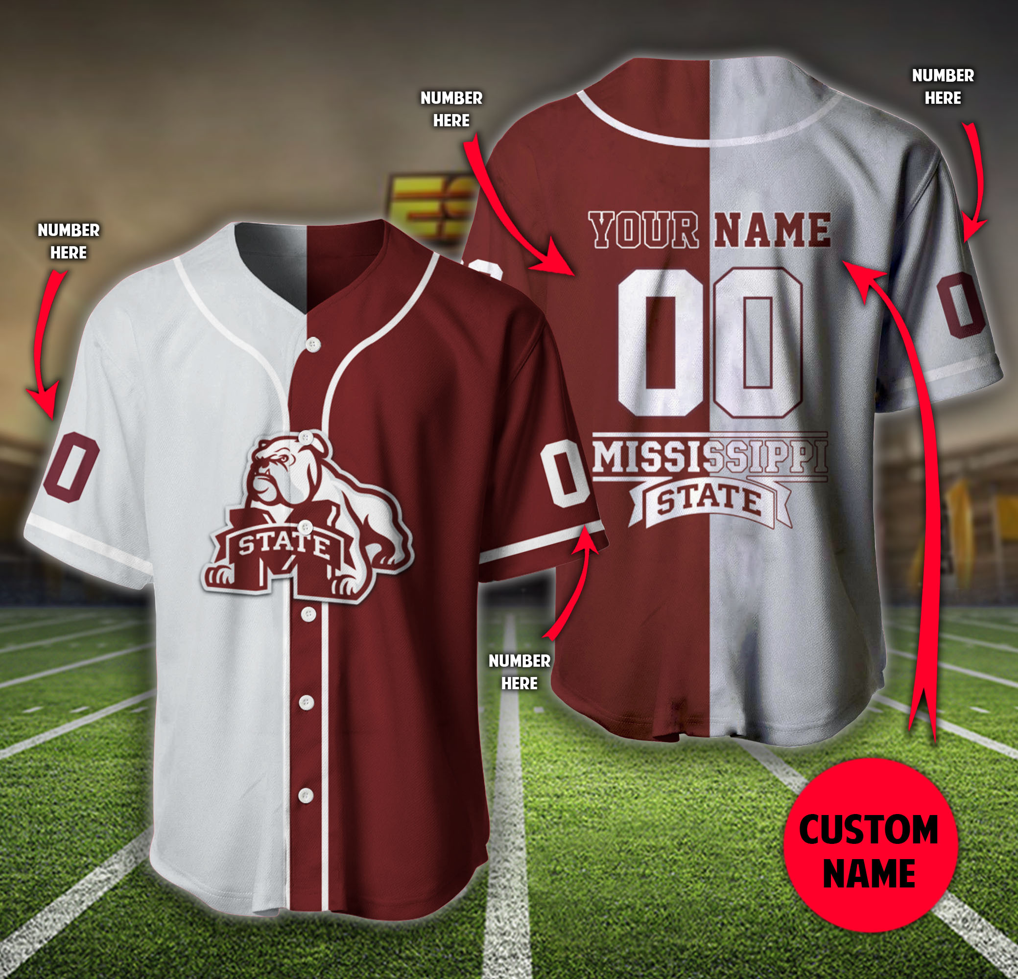 Personalized Mississippi State Bulldogs Custom Baseball Jersey Personalized Mississippi State Bulldogs Custom Baseball Jersey