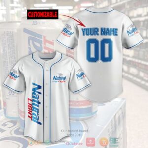 Personalized Natural Light Custom White Baseball Jersey