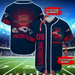 Personalized New England Patriots Nfl God First Family Second Then Baseball Jersey Shirt