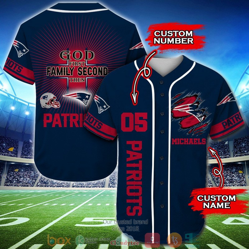 Personalized New England Patriots Nfl God First Family Second Then Baseball Jersey Shirt Personalized New England Patriots Nfl God First Family Second Then Baseball Jersey Shirt