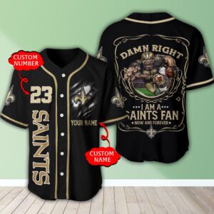 Personalized New Orleans Saints Nfl 3D Baseball Jersey