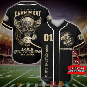 Personalized New Orleans Saints Nfl Wings Skull Baseball Jersey Shirt