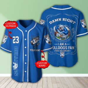 Personalized Nrl Canterbury-Bankstown Bulldogs I Am A Bulldogs Fan Baseball Jersey