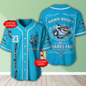 Personalized Nrl Cronulla-Sutherland Sharks I Am A Sharks Fan Baseball Jersey