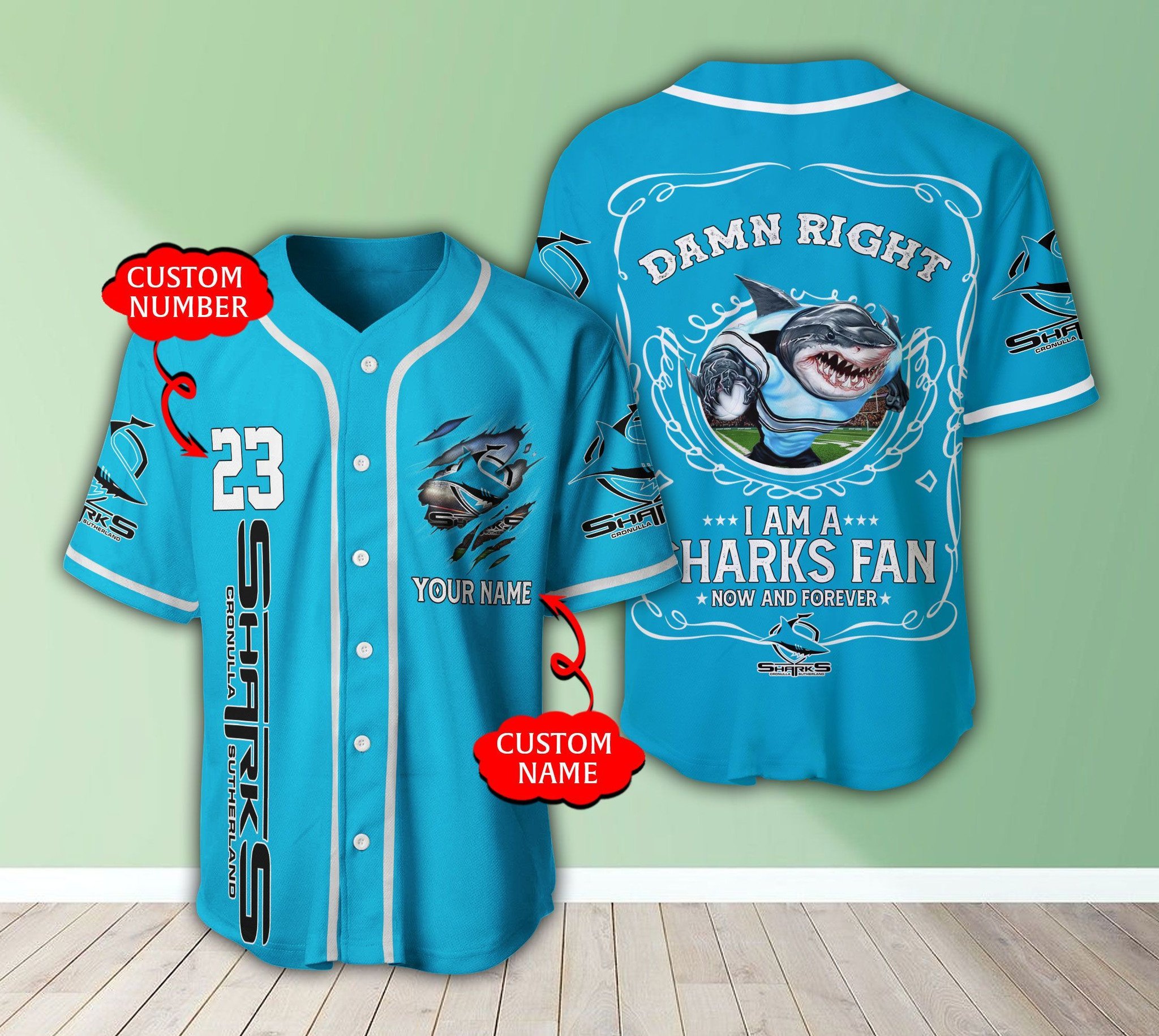 Personalized Nrl Cronulla-Sutherland Sharks I Am A Sharks Fan Baseball Jersey Personalized Nrl Cronulla-Sutherland Sharks I Am A Sharks Fan Baseball Jersey