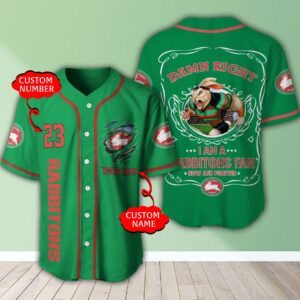 Personalized Nrl South Sydney Rabbitohs I Am A Rabbitohs Fan Baseball Jersey