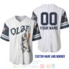 Personalized Olaf Snowman Frozen All Over Print Pinstripe White Baseball Jersey