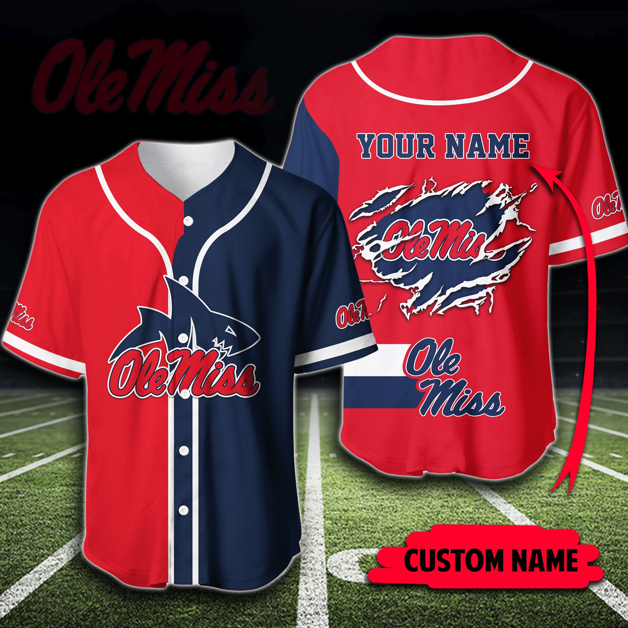 Personalized Ole Miss Rebels Baseball Jersey Personalized Ole Miss Rebels Baseball Jersey
