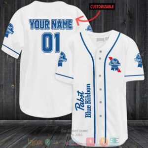 Personalized Pabst Blue Ribbon Custom White Baseball Jersey