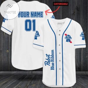 Personalized Pabst Blue Ribbon Logo Baseball Jersey Shirt