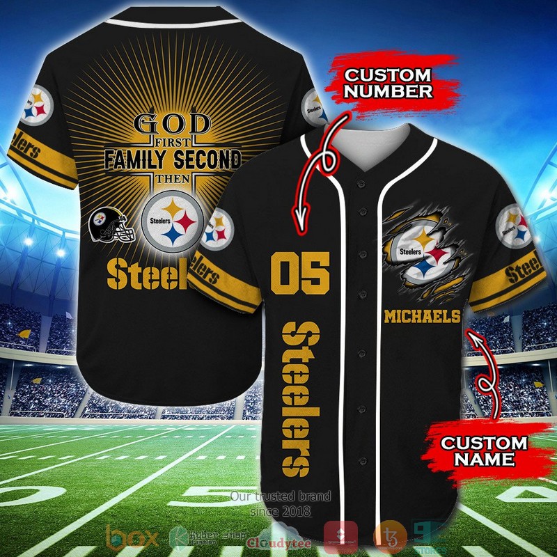 Personalized Pittsburgh Steelers Nfl God First Family Second Then Baseball Jersey Shirt Personalized Pittsburgh Steelers Nfl God First Family Second Then Baseball Jersey Shirt