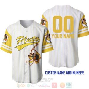 Personalized Pluto Dog All Over Print Pinstripe White Baseball Jersey