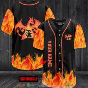 Personalized Pokemon Charizard Flame Baseball Jersey
