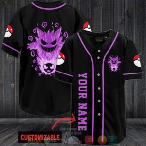 Personalized Pokemon Gengar Black Baseball Jersey