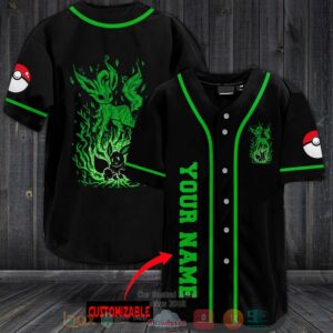 Personalized Pokemon Leafeon Baseball Jersey