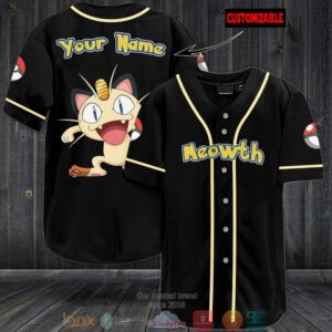 Personalized Pokemon Meowth Baseball Jersey