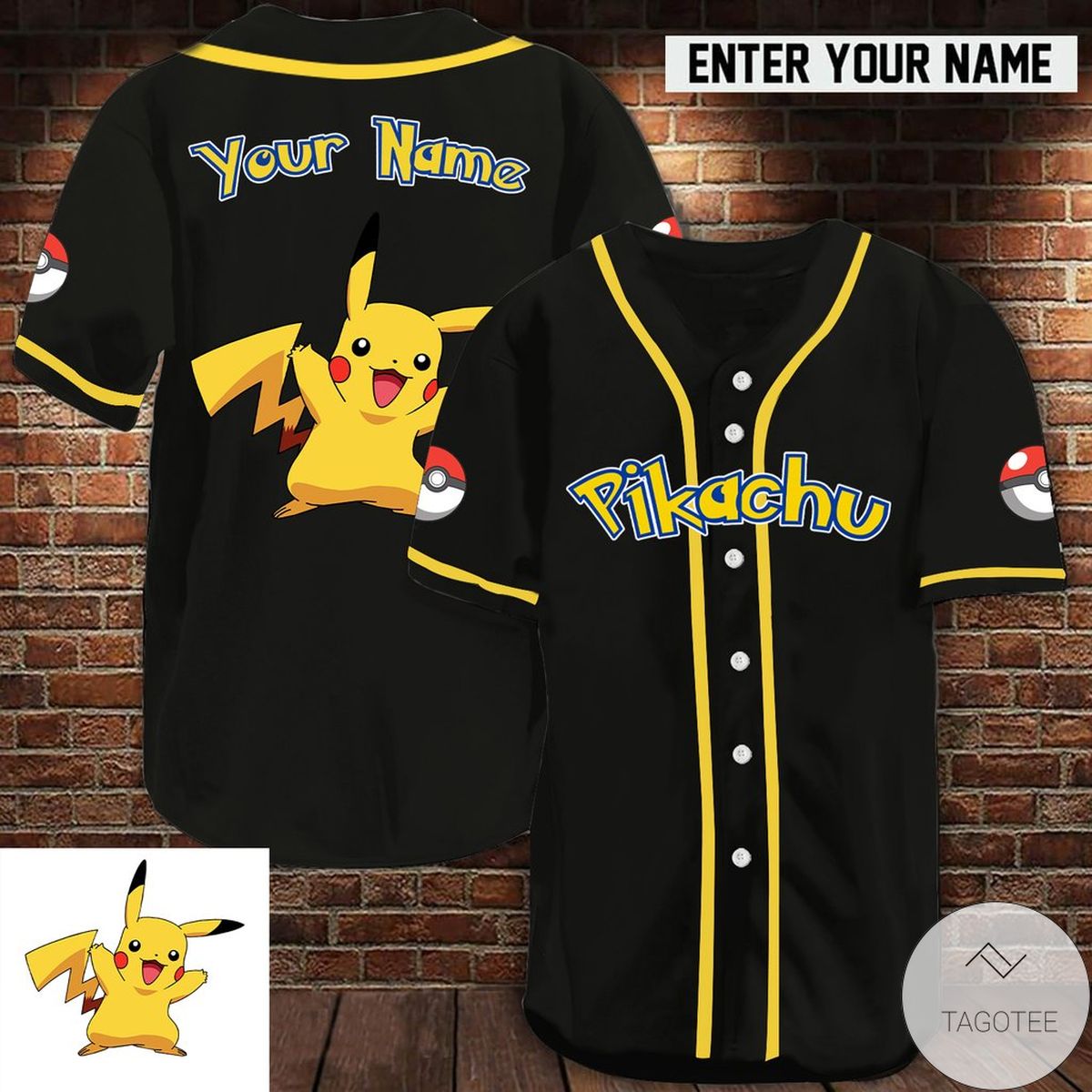 Personalized Pokemon Pikachu Baseball Jersey Personalized Pokemon Pikachu Baseball Jersey