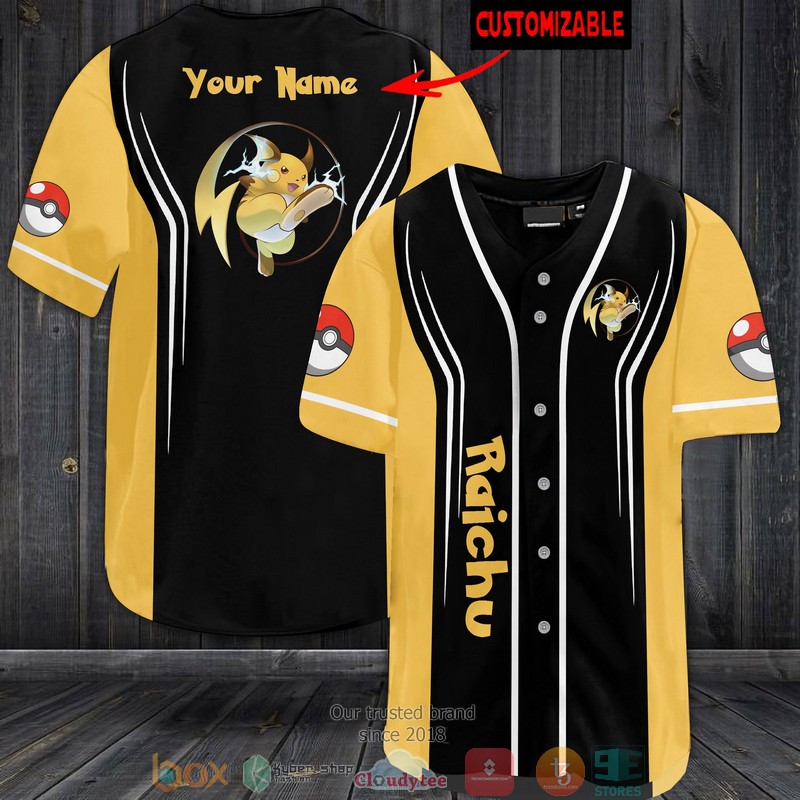 Personalized Pokemon Raichu Baseball Jersey Personalized Pokemon Raichu Baseball Jersey