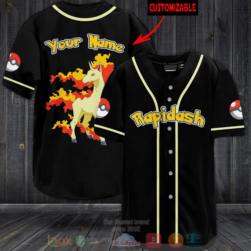 Personalized Pokemon Rapidash Custom Baseball Jersey Personalized Pokemon Rapidash Custom Baseball Jersey