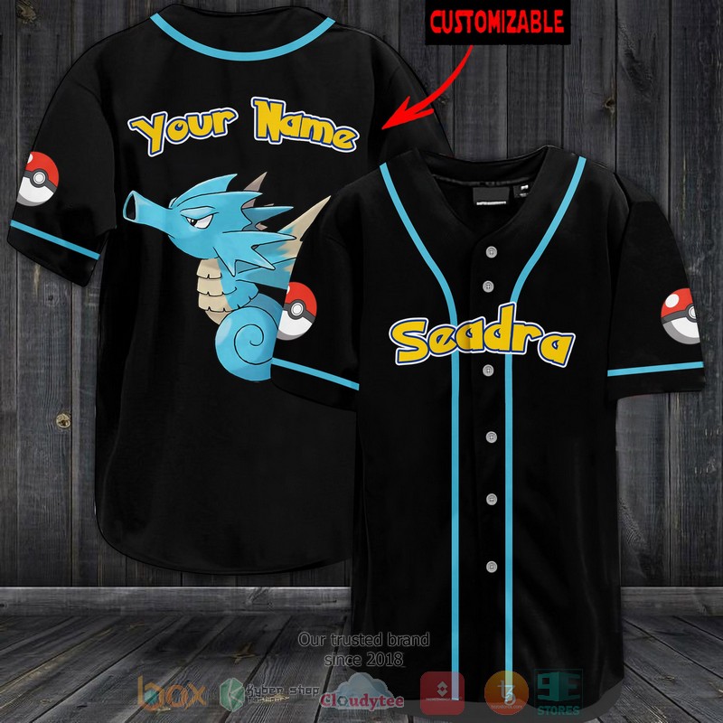 Personalized Pokemon Seadra Custom Baseball Jersey Personalized Pokemon Seadra Custom Baseball Jersey