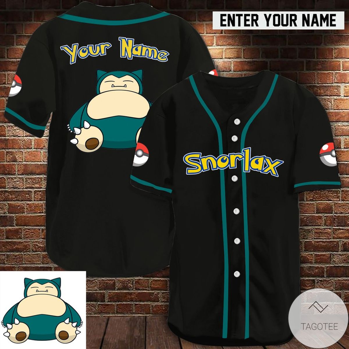 Personalized Pokemon Snorlax Baseball Jersey Personalized Pokemon Snorlax Baseball Jersey