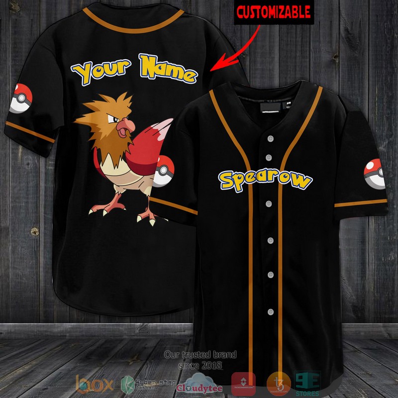 Personalized Pokemon Spearow Baseball Jersey Personalized Pokemon Spearow Baseball Jersey