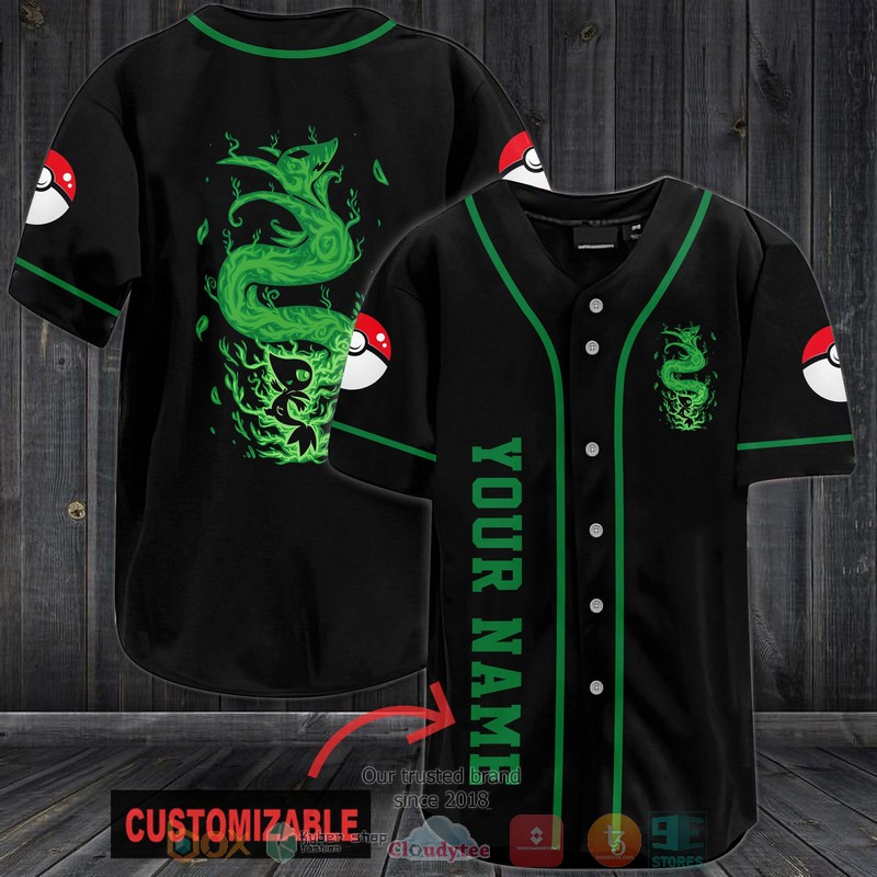 Personalized Pokemon The Grass Snake Baseball Jersey Personalized Pokemon The Grass Snake Baseball Jersey