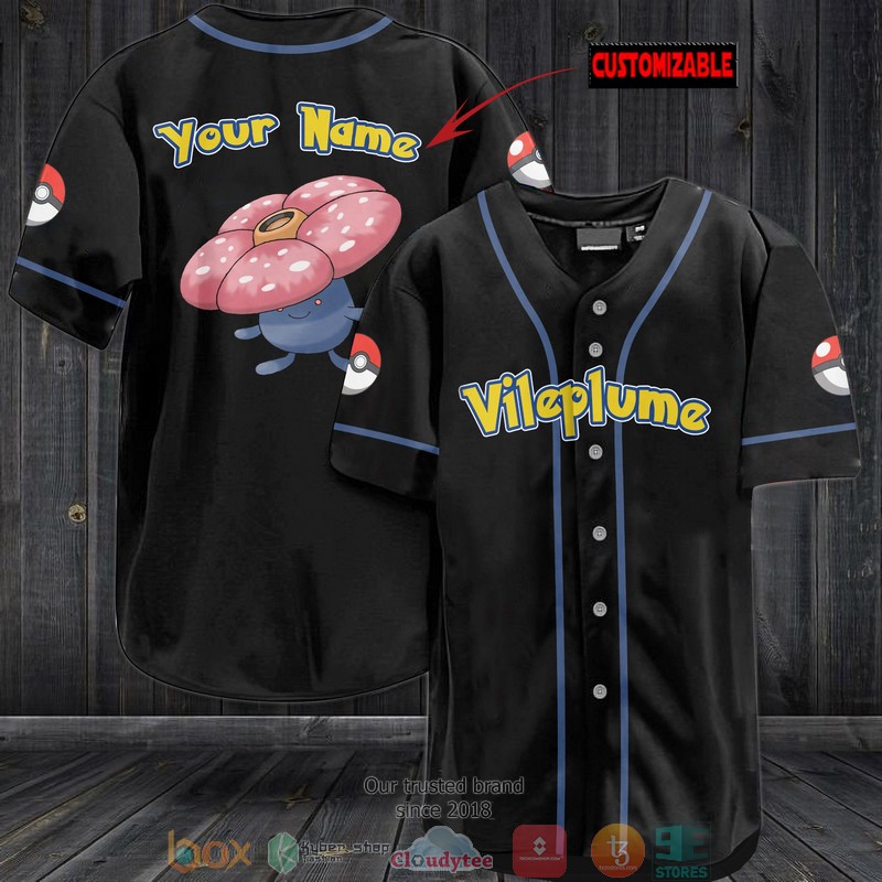 Personalized Pokemon Vileplume Baseball Jersey Personalized Pokemon Vileplume Baseball Jersey