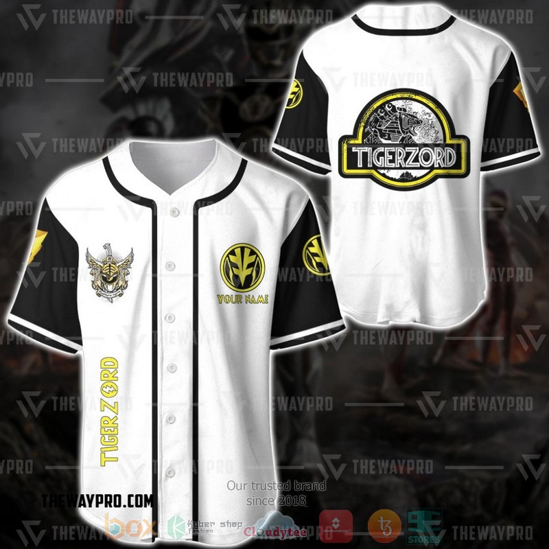 Personalized Power Rangers Mighty Morphin Tigerzord Custom Baseball Jersey Personalized Power Rangers Mighty Morphin Tigerzord Custom Baseball Jersey
