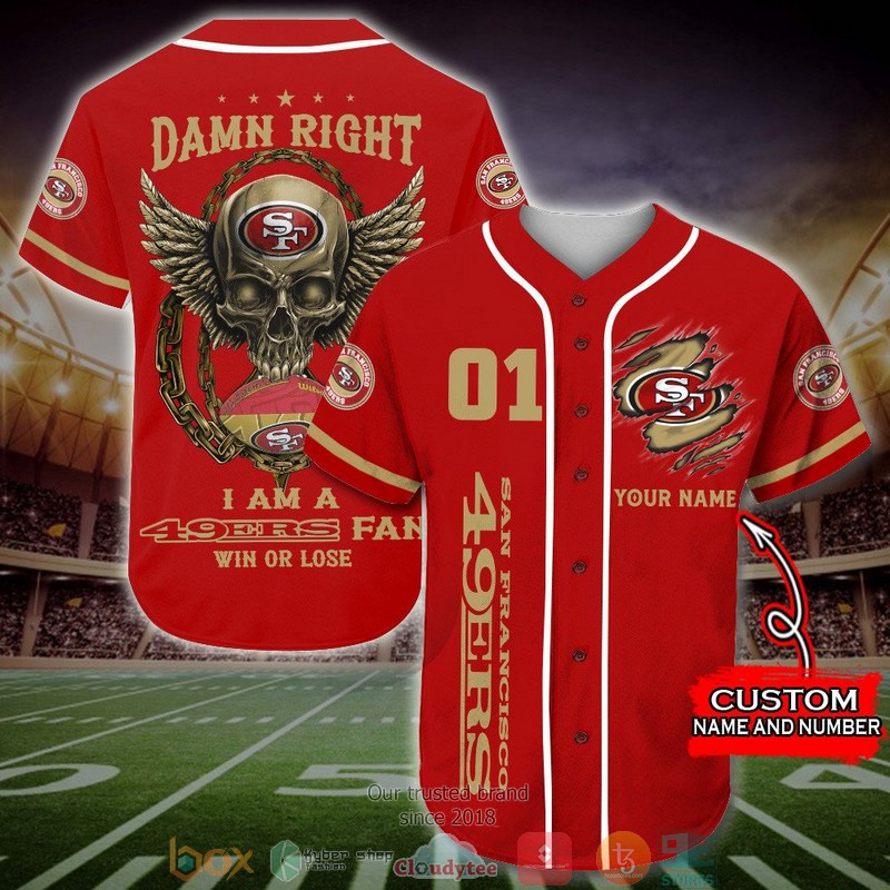 Personalized San Francisco 49Ers Nfl Wings Skull Baseball Jersey Shirt Personalized San Francisco 49Ers Nfl Wings Skull Baseball Jersey Shirt
