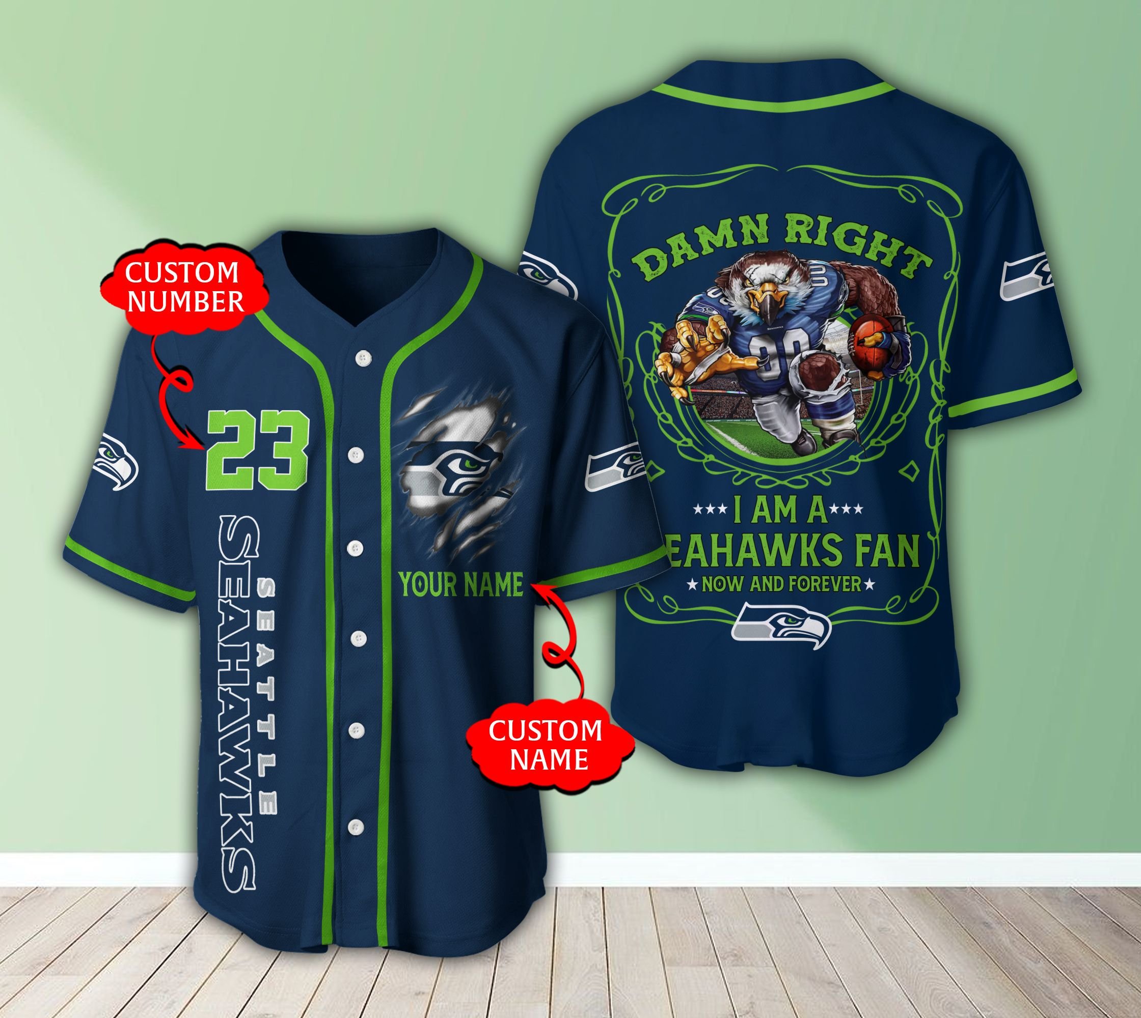 Personalized Seattle Seahawks Nfl 3D Baseball Jersey Personalized Seattle Seahawks Nfl 3D Baseball Jersey