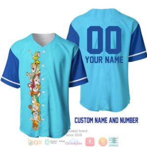 Personalized Seven Dwarfs Snow White Blue Baseball Jersey