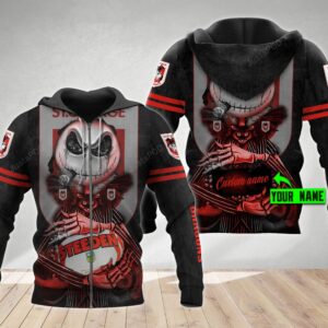 Personalized St George Illawarra Dragons 3D Hoodie Nrl 3D Hoodie Jack Skellington Custom Name 3D All Over Printed Hoodie - bcff5951ce95