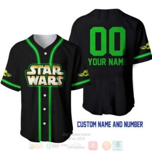 Personalized Star Wars Baby Yoda All Over Print Black Baseball Jersey