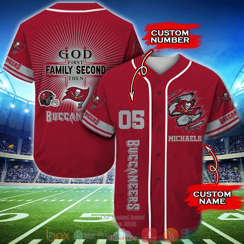 Personalized Tampa Bay Buccaneers Nfl God First Family Second Then Baseball Jersey Shirt Personalized Tampa Bay Buccaneers Nfl God First Family Second Then Baseball Jersey Shirt