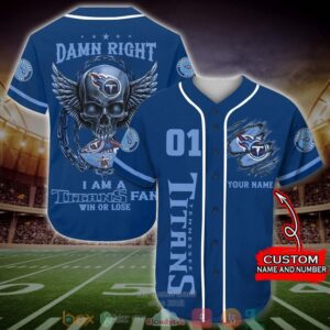 Personalized Tennessee Titans Nfl Wings Skull Baseball Jersey Shirt