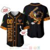 Personalized Tigger Winnie The Pooh Playing Baseball All Over Print Black Baseball Jersey