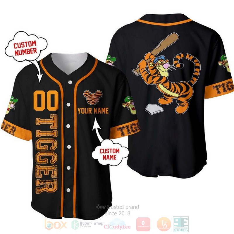 Personalized Tigger Winnie The Pooh Playing Baseball All Over Print Black Baseball Jersey Personalized Tigger Winnie The Pooh Playing Baseball All Over Print Black Baseball Jersey
