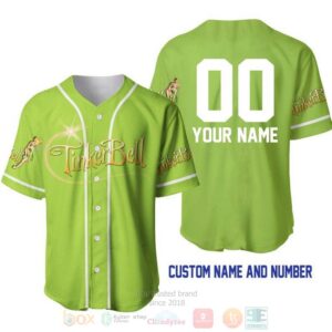 Personalized Tinker Bell All Over Print Lime Green Baseball Jersey