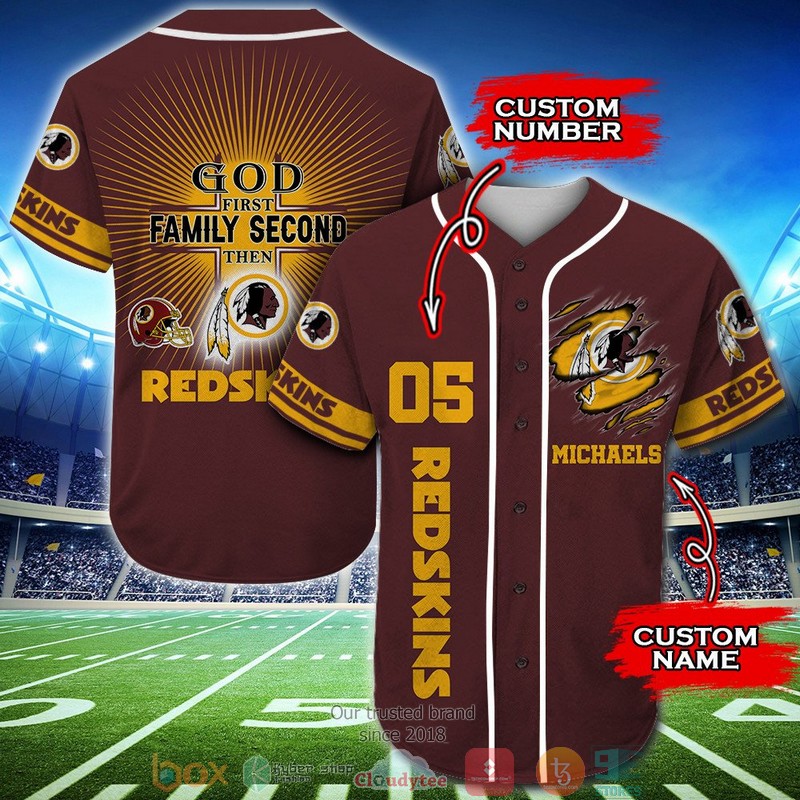 Personalized Washington Redskins Nfl God First Family Second Then Baseball Jersey Shirt Personalized Washington Redskins Nfl God First Family Second Then Baseball Jersey Shirt