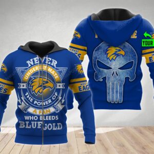 Personalized West Coast Eagles 3D Hoodie Afl 3D Hoodie Never Underestimate Skull Custom Name 3D All Over Printed Hoodie - c4222669d706