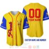 Personalized Winnie The Pooh All Over Print Yellow Baseball Jersey