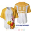 Personalized Winnie The Pooh Piglet Honey Pattern All Over Print White Baseball Jersey