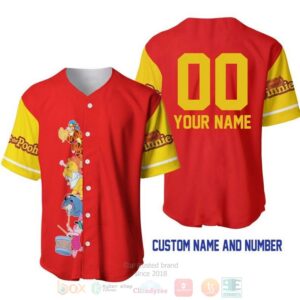 Personalized Winnie The Pooh Team All Over Print Red Baseball Jersey
