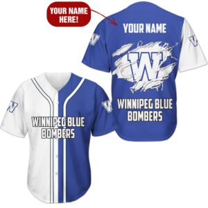 Personalized Winnipeg Blue Bombers Cfl 3D Baseball Jersey