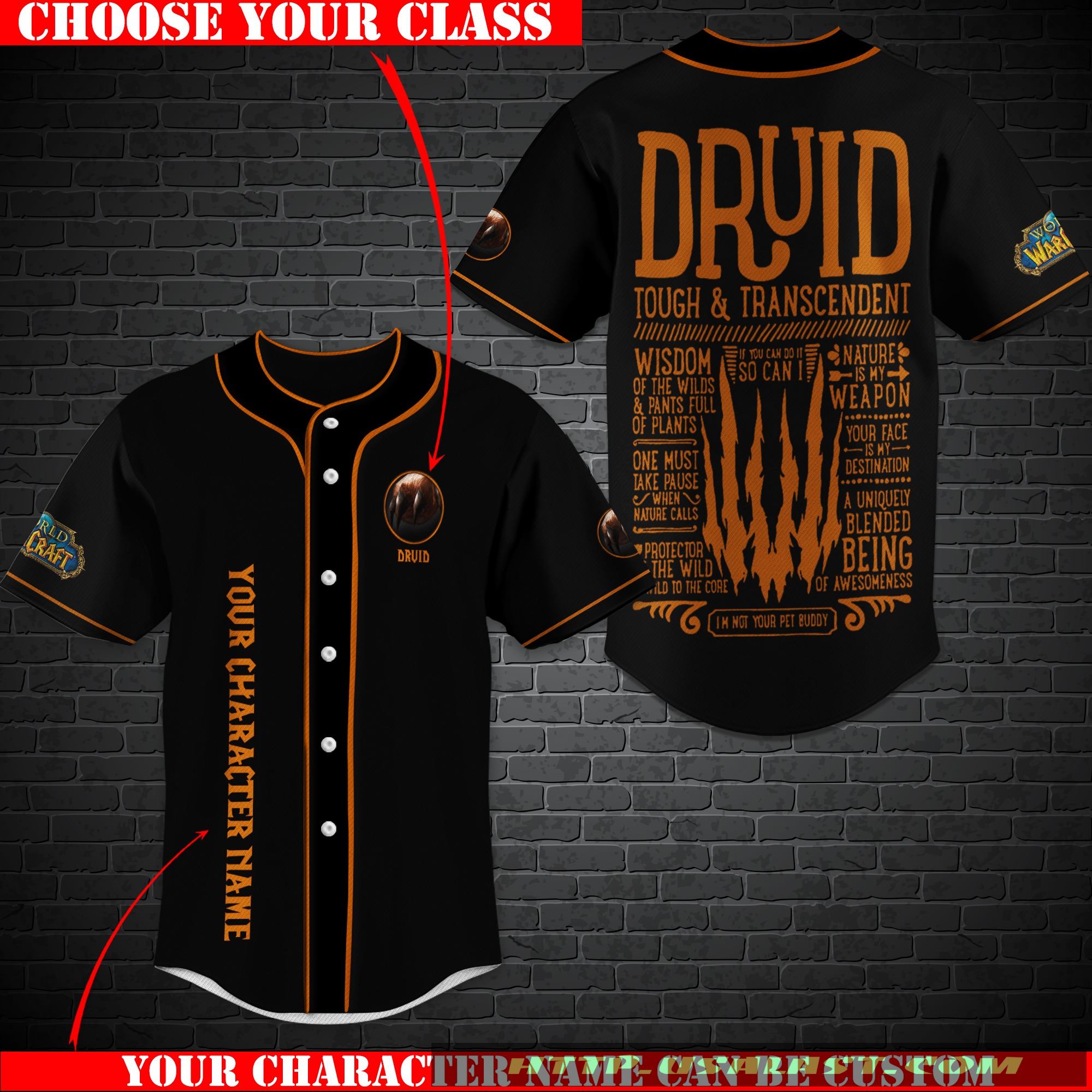 Personalized World Of Warcraft Druid Class Baseball Jersey Shirt Personalized World Of Warcraft Druid Class Baseball Jersey Shirt
